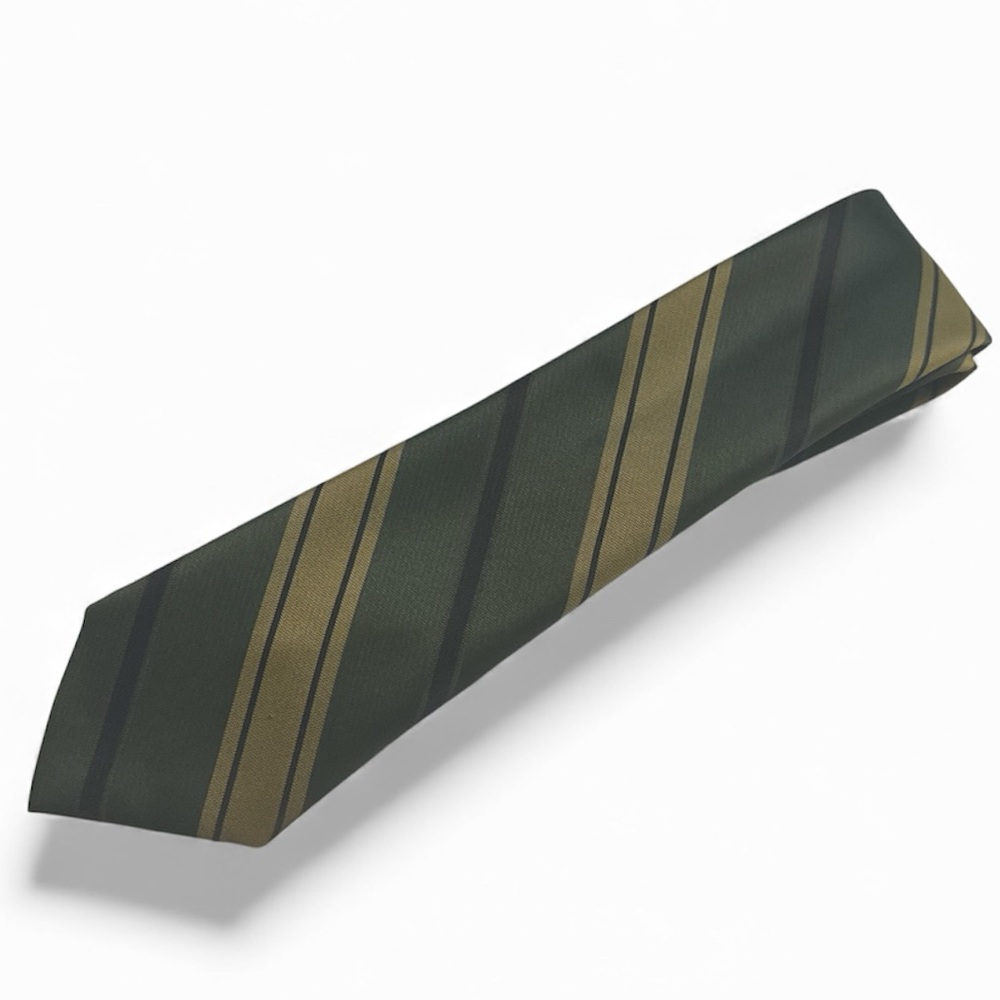 Vintage 1960s Classic Skinny Tie Green/Gold/Black Striped